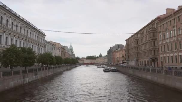 Timelapse Fontanka River Blue Bridge Saint Petersburg — стокове відео