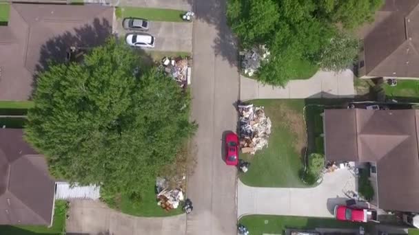 Aftermath Hurricane Harvey Debris Personal Belongings Scattered Streets League City — Stock Video