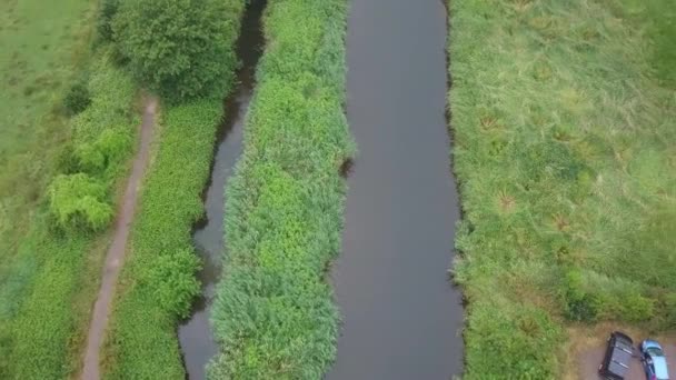 River Otter Marshlands Vista Aerea Drone — Video Stock