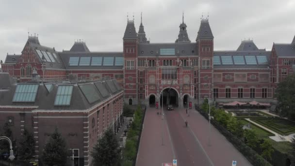 Jedná Nezadaný Drone Klip Slavné Amsterdam Znamení Rijks Muzeum Amsterdamu — Stock video