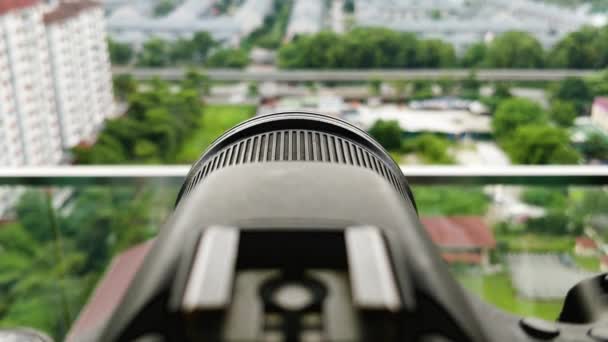 Primer Plano Del Visor Proceso Disparo Timelapse Con Dslr — Vídeo de stock