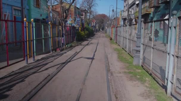 Old Rail Road Que Cruza Caminito Buenos Aires — Vídeos de Stock