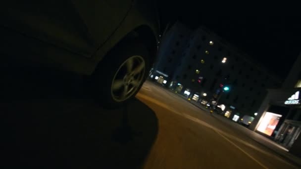 Car Lights Streets Buildings Night City — Stock video