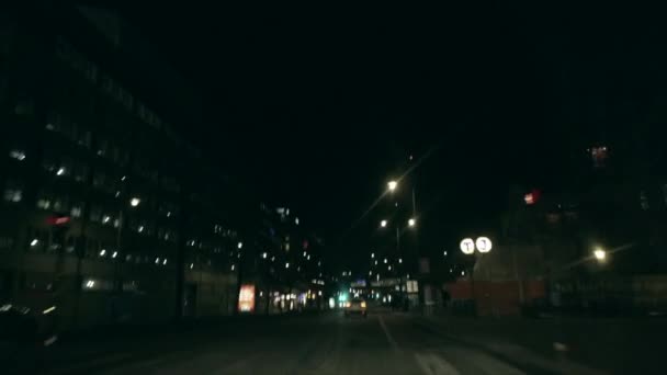 Auto Luci Strade Edifici Città Notte — Video Stock