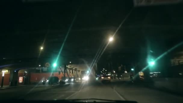 Auto Luci Strade Edifici Città Notte — Video Stock