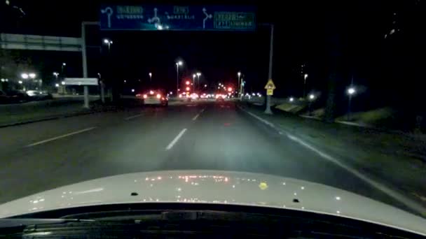 Luzes Carro Ruas Edifícios Noite Cidade — Vídeo de Stock