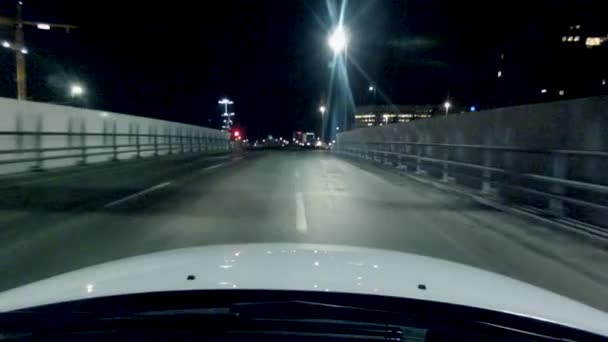 Auto Luci Strade Edifici Città Notte — Video Stock