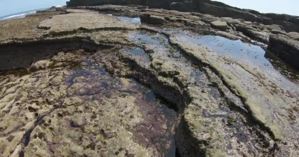 Rocky Ocean Landscape Waves Rock Pools — Stock Video