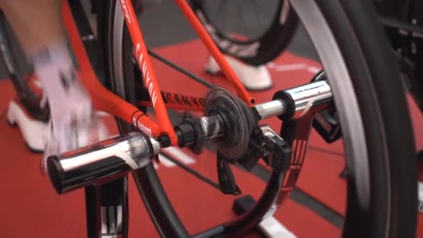 Bisikletçi Yarışmadan Önce Isınıyor — Stok video