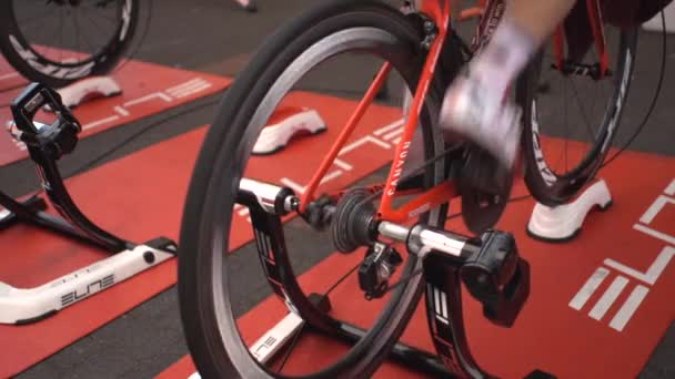 대회에 조련사를 따뜻하게 자전거타기 — 비디오