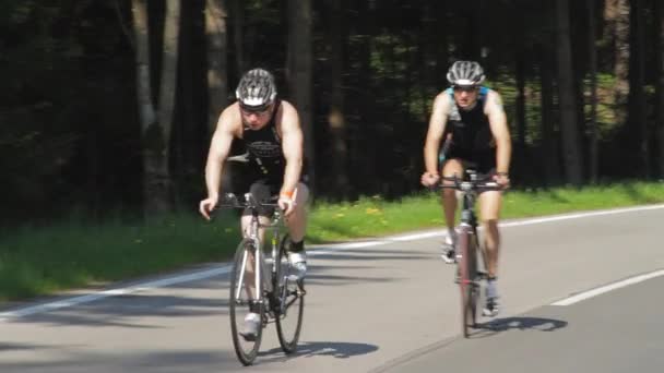 Závod Ironman Rakousku Toto Cyklistická Část Soutěže Každý Rok Ironman — Stock video