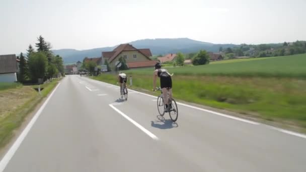 Závod Ironman Rakousku Toto Cyklistická Část Soutěže Každý Rok Ironman — Stock video