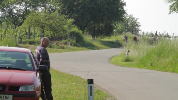 Corrida Ironman Áustria Esta Parte Ciclismo Competição Todos Anos Ironman — Vídeo de Stock