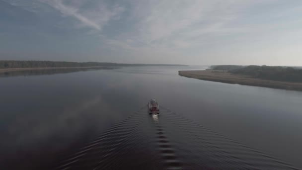 Nagranie Łodzi Jeziorze Drone — Wideo stockowe
