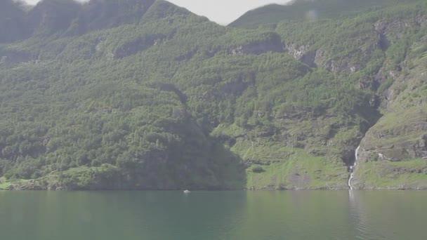 Beautiful Fjord Norway Pan Tracking Shot Log — Stock Video