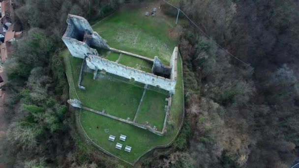 Circuit Sur Les Ruines Château Rocca Angera Italie — Video