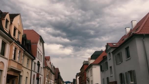 Thunderclouds Rolling Small City Germany — Stock Video