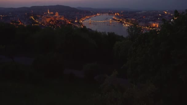 Solnedgång Från Gellrt Hill Budapest — Stockvideo