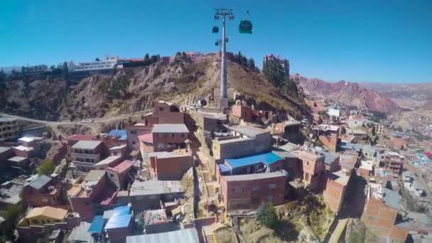 Sistema Funivie Telefrico Che Attraversa Campo Calcio Locale Paz Bolivia — Video Stock