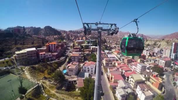 Telefrico Cable Car System Running Local Soccer Field Paz Bolivia — Stock Video
