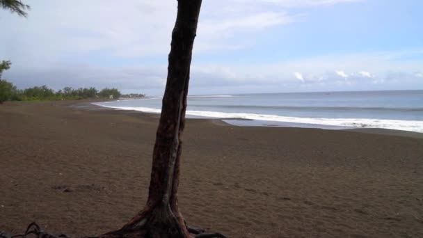 Black Volcano Sand Island Reunion — Stock Video
