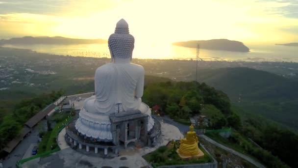 Grande Statua Buddha Drone Aereo Girato Thailandia — Video Stock