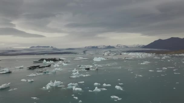 View Jkulsrin Glacier Lake Iceland Lot Icebergs — стоковое видео