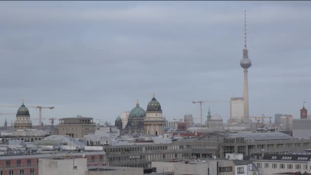 Cityscape Day Night Czas Upływ Historycznej Panoramy Berlina — Wideo stockowe