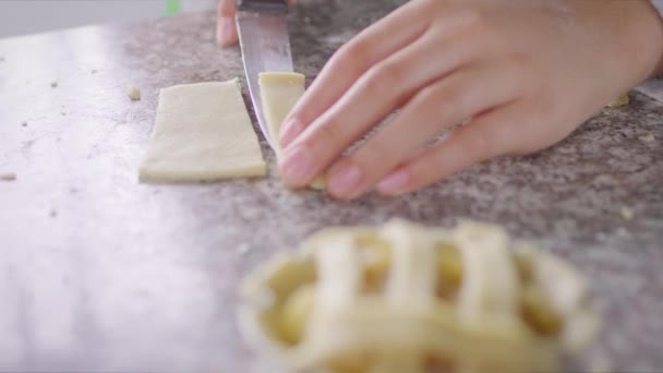 Chef Niño Cocinar Cortar Hornear Minichef — Vídeos de Stock