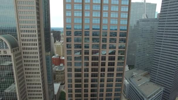 Sideways Slider Luchtfoto Drone Shot Van Wolkenkrabbers Downtown Dallas Texas — Stockvideo