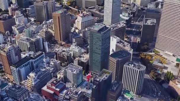 市街地ビルドローン撮影の空中トップダウンビュー — ストック動画