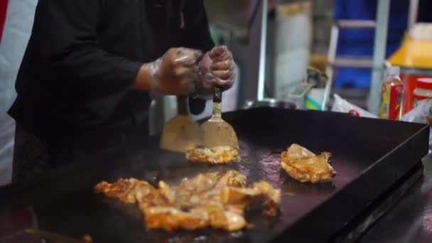 Japansk Matstånd Japansk Mat Beredning Smaskig Mat Grillad Mat Japansk — Stockvideo