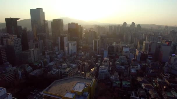 Drone Seúl Downtown Rascacielos Gangnam Corea Del Sur — Vídeo de stock