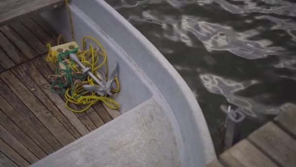 Dettaglio Scatto Pedalò Una Canoa Acqua Trainati Coetaneo Accanto Lago — Video Stock