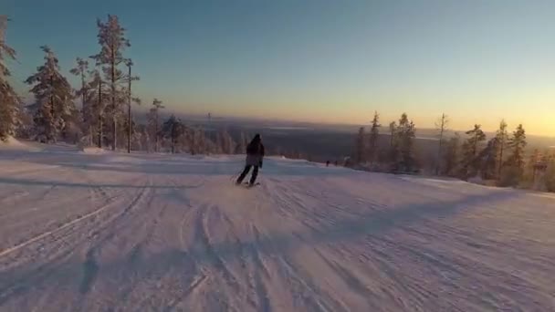 Video Uno Sciatore Che Qualche Trucco Sugli Elementi Del Parco — Video Stock