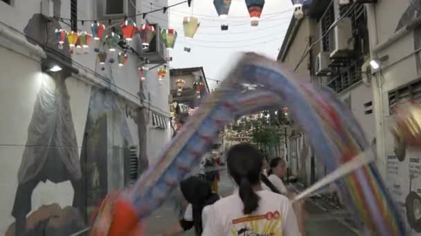 Asijské Openbill Ptáků Létání Otevřeném Rýžovém Poli Bukit Mertajam Penang — Stock video