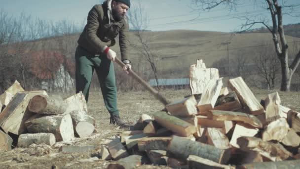 Craquer Bois Chauffage Pour Hiver Très Mauvaise Hache — Video