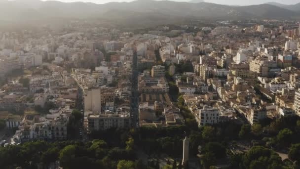 Amanecer Drone Shot Sobre Palma Del Mallorca Mallorca — Vídeo de stock