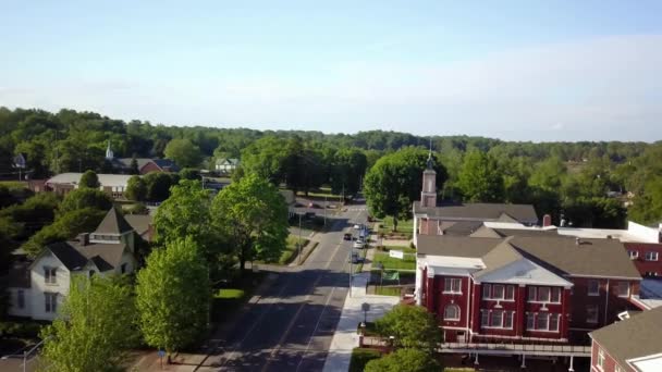 Main Street Rutherfordton North Carolina Airial — стоковое видео