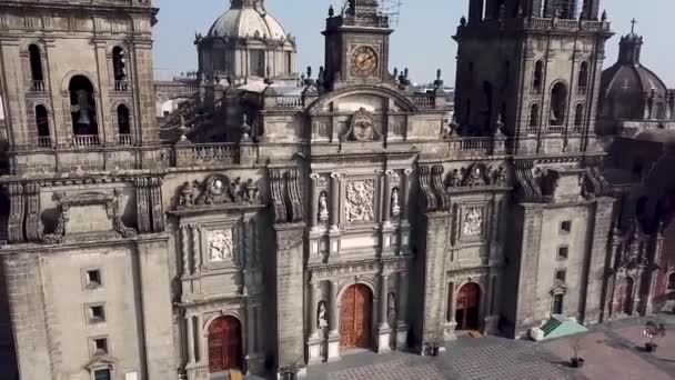 Drone Skott Historiska Centrum Mexico Citys Storstads Katedral — Stockvideo