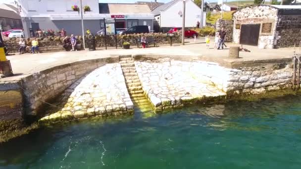 Aryas Steps Carnlough Harbour Glencloy Antrim Northern Ireland — Stock Video