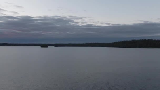 Drone Arial Voando Sobre Água Ondas Mar Costa Floresta — Vídeo de Stock