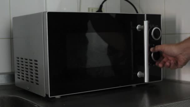 Turning Microwave Wideshot — Stock Video