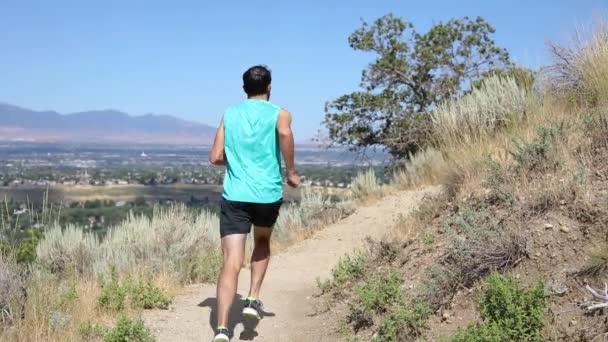 Aufnahme Eines Aktiven Mannes Beim Laufen Auf Den Outdoor Trails — Stockvideo