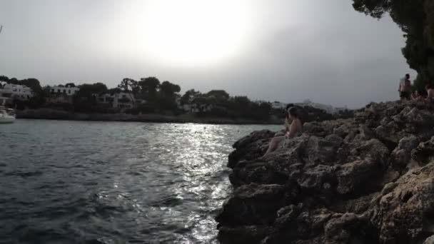 Испания Пляжный Дрон Cala Gran Скоростью Fps Скоростью Fps Полет — стоковое видео