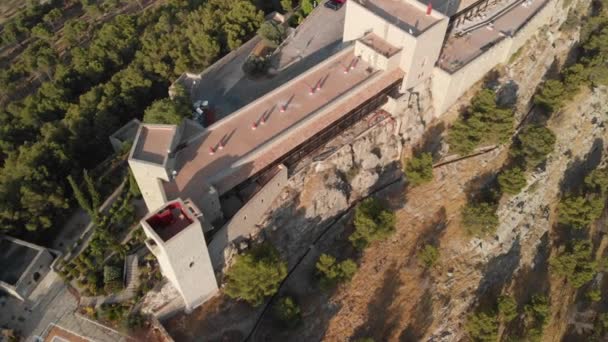 Castillo Jaen Spain Jaen Castle Flying Bakkeskyting Fra Denne Middelalderfestningen – stockvideo