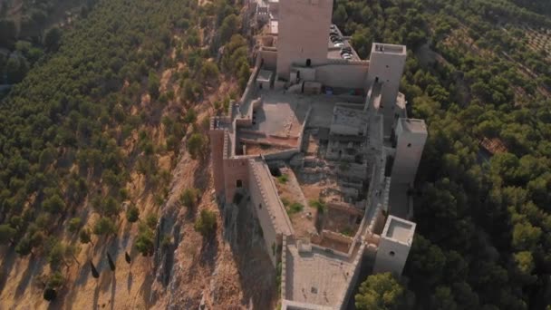 Castillo Jaén España Castillo Jaén Volando Lanzamientos Desde Tierra Desde — Vídeo de stock