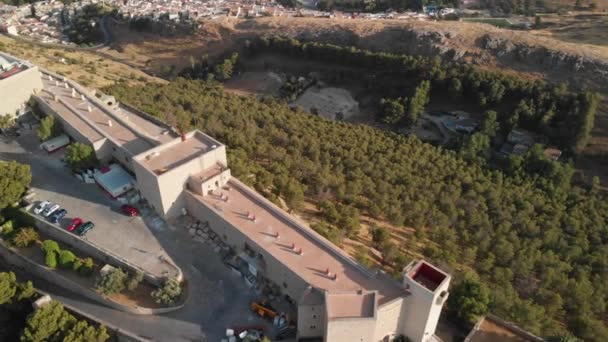 Castillo Jaen Spanien Jaen Castle Fliegen Und Bodenaufnahmen Von Dieser — Stockvideo