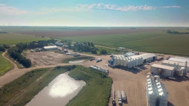 Drohnen Luftaufnahme Eines Agrarunternehmens Das Saatgut Exportiert Das Sich Nebraska — Stockvideo