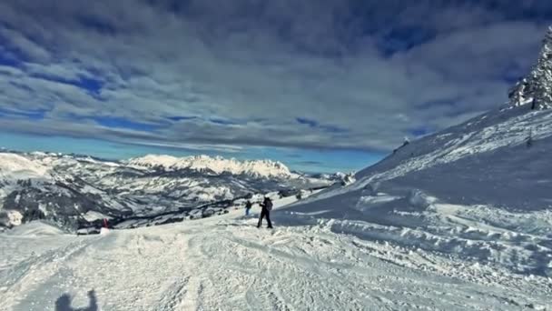 Skiing Ski Trail — Stock Video